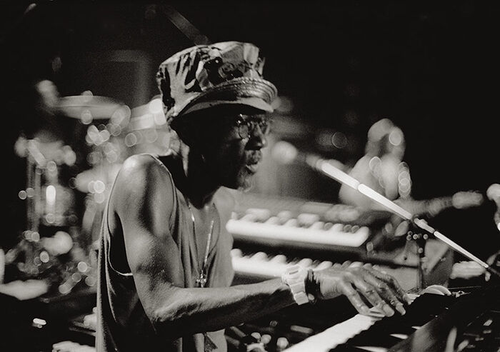 Bernie Worrell, the Parliament-Funkadelic keyboardist who built the Flash Light bass line on chained Minimoog synthesizers, performing years later
