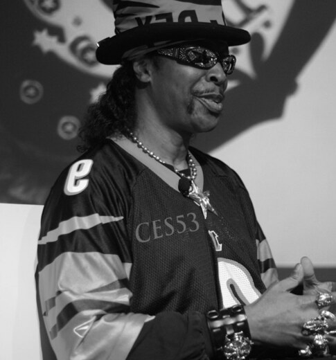Bootsy Collins, one of the three credited songwriters on Give Up the Funk Parliament, pictured in later years
