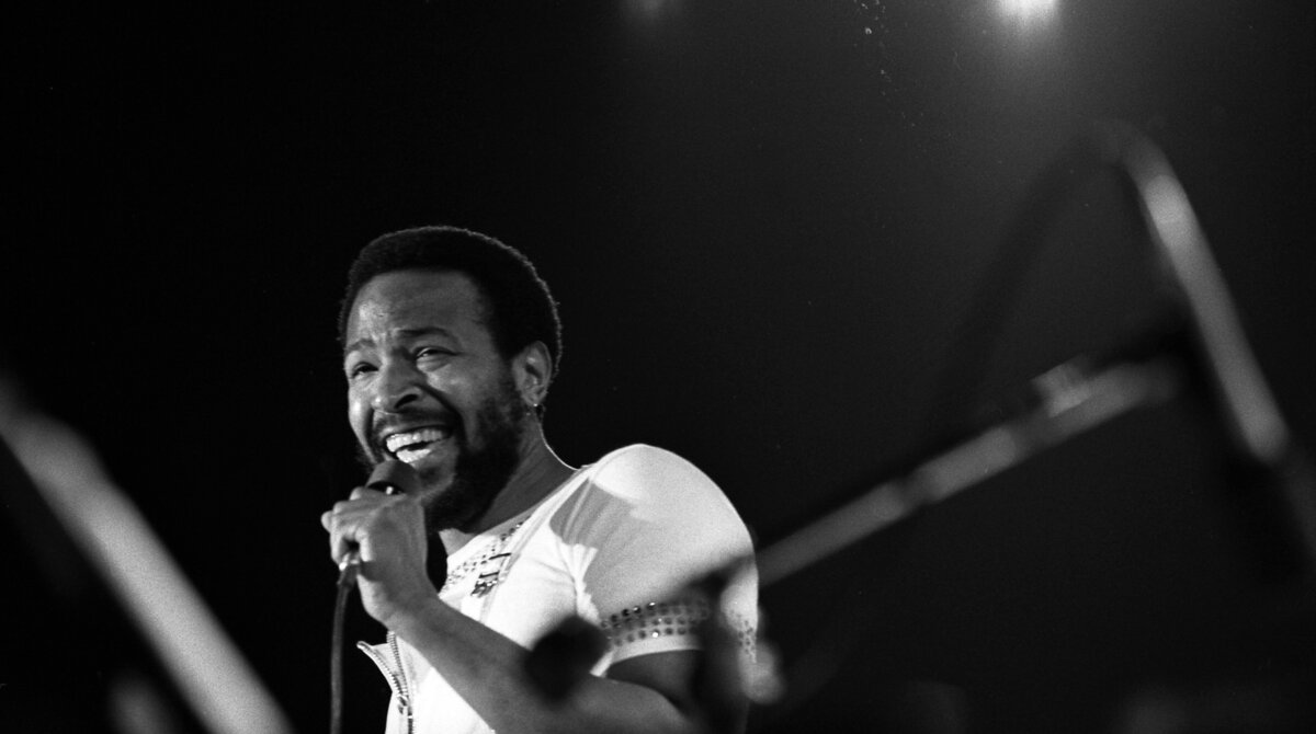 Marvin Gaye performing live at the Forum in Inglewood, California, in 1974