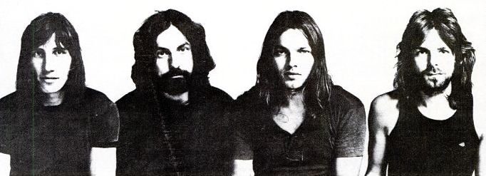 Roger Waters, Nick Mason, David Gilmour and Richard Wright in the 1971 Meddle trade advertisement, from the year of Echoes