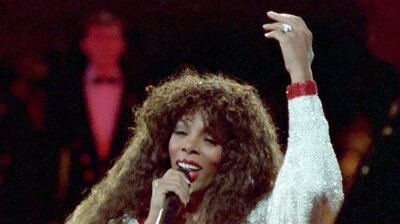 Donna Summer performing at a 1985 inaugural gala in Washington, D.C.